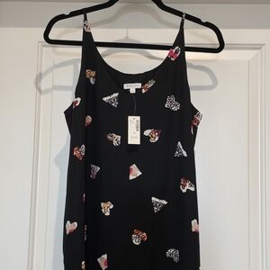 Whistles Black Floral-Print Slip Cami